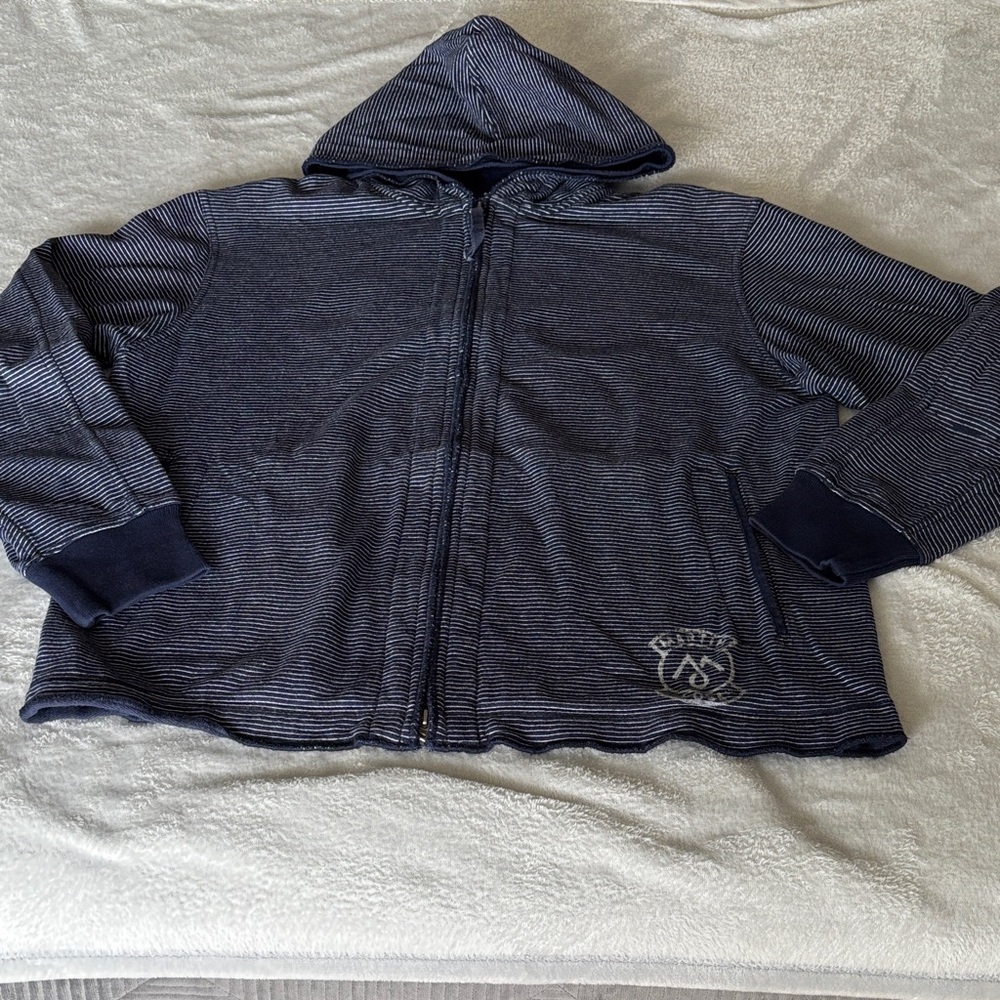 Martin + Osa Men's Striped Navy Full Zip Hoodie Jacket Size L EUC
